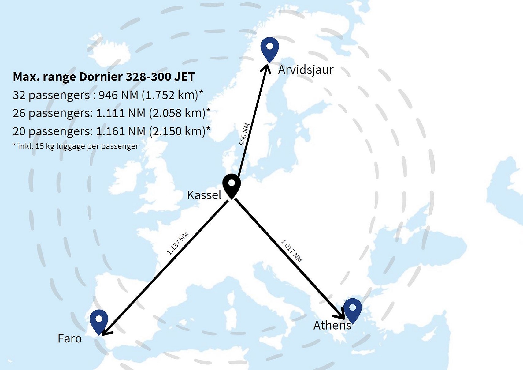 Dornier 328-300 Jet seat map ex Kassel airport 